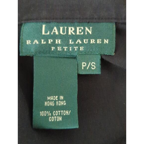 Lauren Ralph Lauren Black Cotton Open Front Layer Blouse Women's Petite Small - Picture 7 of 7